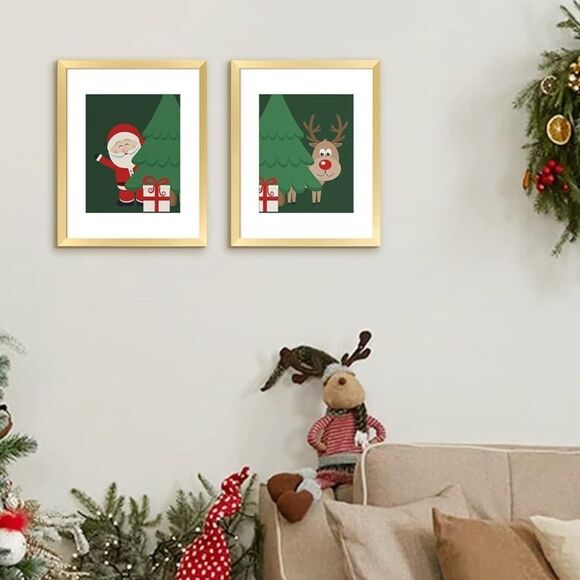 11x14 Picture Frame Set of 2, Display Pictures 8x10 with Mat or 11x14 WithoutMat - Picture 3 of 12